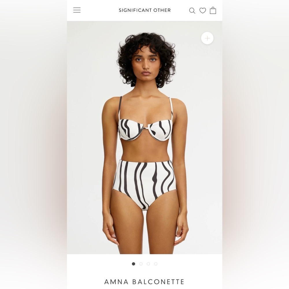 Significant Other Amna Balconette Black and White Swim Top - Size Small